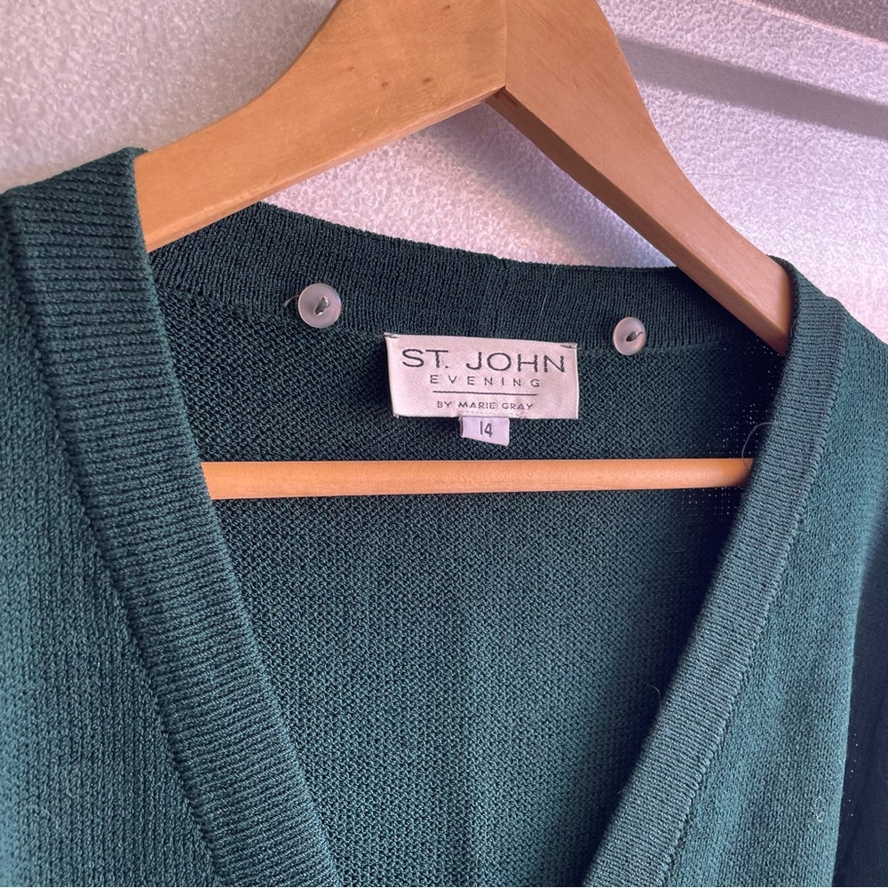 St. John vintage Santana knit jeweled button cardigan dress - Picture 3 of 5